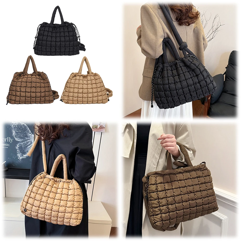 Umhängetasche, Magnetverschluss, Puffer-Einkaufstasche für Damen, gesteppte Handtasche, Tasche mit Griff oben für Arbeit, Reisen, Einkaufen