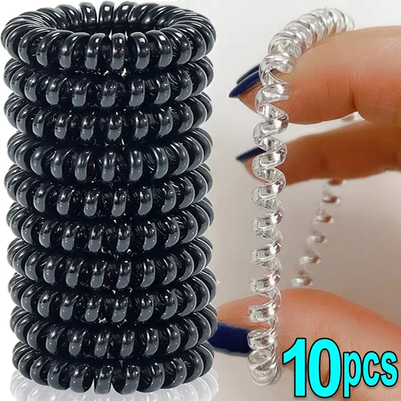 1/10Pcs Large Spiral Hair Ties 4.5cm Spiral Hair Bands Coil Hair Bands Telephone Cord Bobbles No Trace Strong Hold Waterproof