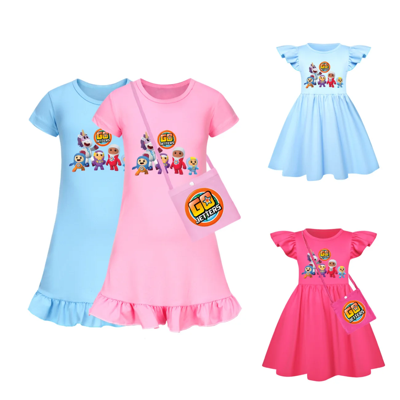 

Cartoon Go Jetters Sleepwear Girls Dresses Home Dress Big Girls Birthday Clothes Children Ruffle Dress Sleepwear