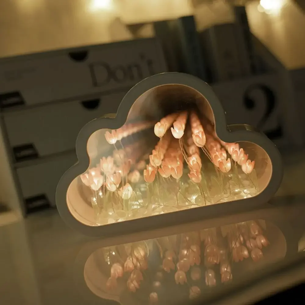 1pc Handmade DIY Creative Gift Tulip Flower Sea Night Atmosphere Lamp  Mirror Creative Atmosphere Lamp Birthday Gift Valentine's