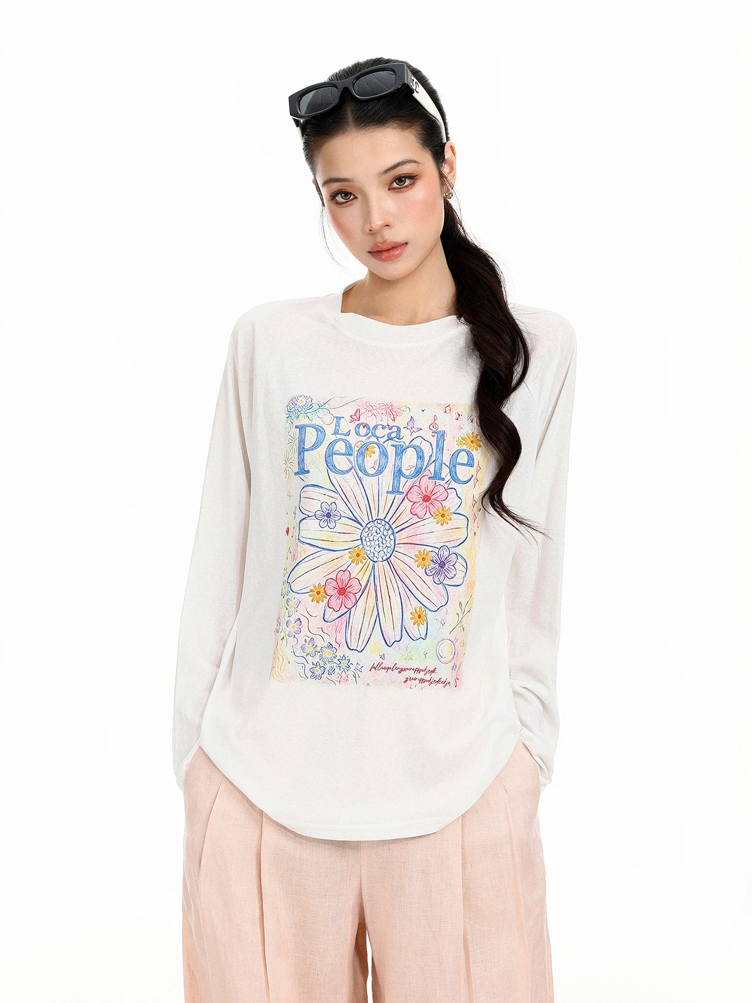 Lightweight Breathable Long Sleeve T-Shirt Women's Spring Autumn Casual Comfortable Printed Top Soft Absorbent Skin-friendly