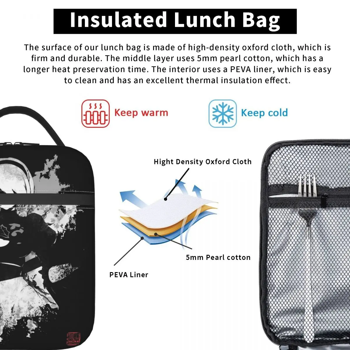 NieRAutomata 2B Japón bolsa de almuerzo portátil fiambrera adulto Picnic gráfico bolsa refrigeradora ocio impermeable bolsa bolsas de comida