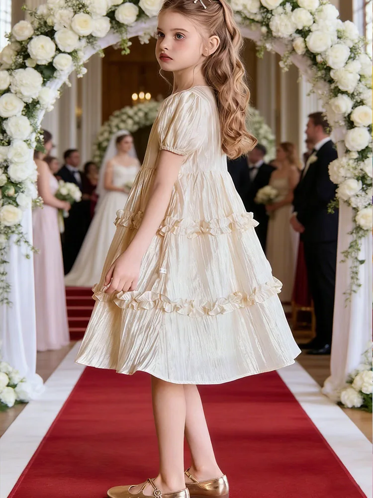 

Girls Dress Summer Princess Party Gown For Big Kids Elegant Ruffle Tiered Dresses Teens Wedding Flower Birthday Clothing New2026