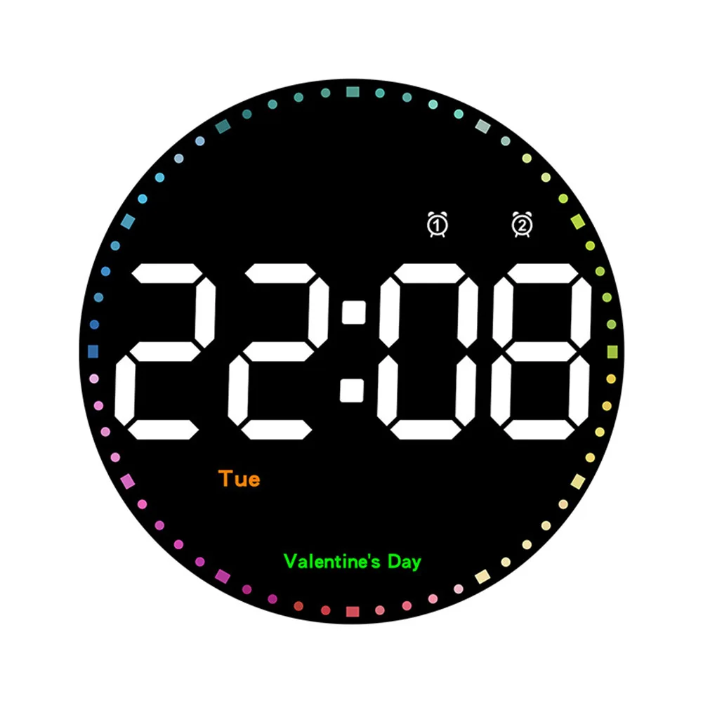 

10-inch Led Round Digital Wall Clock With Remote Control 10 Levels Brightness Alarm Clock For Living Room Decoration