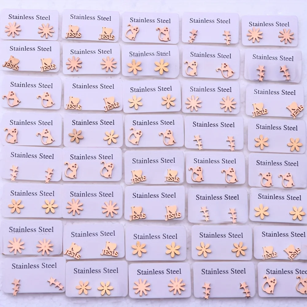 12 pairs/pack random mini stainless steel mixed stud earrings set, suitable for both men and women for daily wear and gatherings