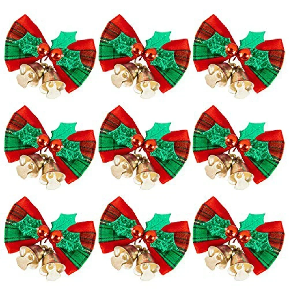 

5/12PCS Christmas Bow with Small Bell Christmas Tree Garland Decoration Home Garden Bows Navidad New Year Party Decor 크리스마스 장식