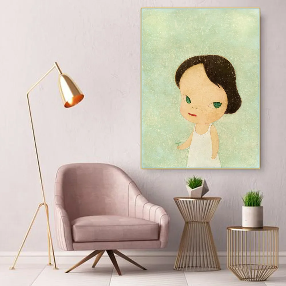 Yoshitomo Nara《Lonely little girl》Canvas Oil painting Artwork Poster Picture Modern Wall decor Home Living room Decoration