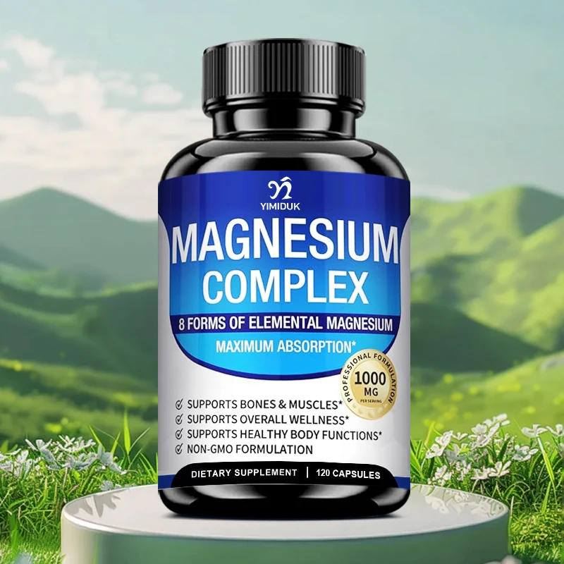 

Magnesium Complex Capsules - Support Muscle, Bone, Heart Health, Improve Sleep, Stress & Anxiety Relief - Dietary Supplement