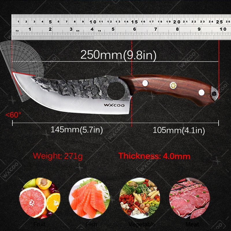 WXCOO Professional Chef's Knife Stainless Steel Kitchen Knives Forged Boning Knife Universal Meat Cleaver Bone Chopping Cutter