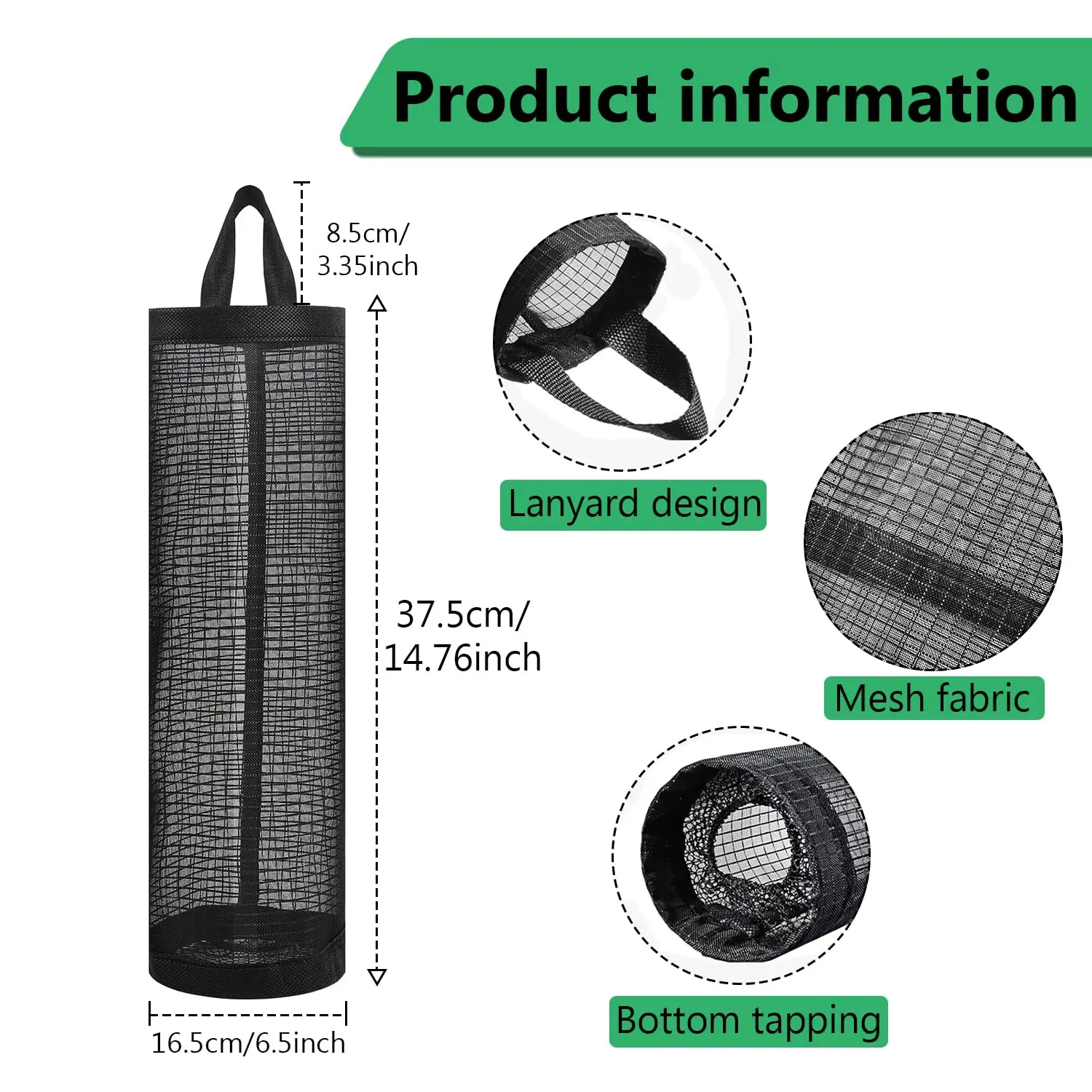 Sundries Bag Storage Wall Mount Mesh Plastic Bags Dispenser Hanging Reused Storage Pouch Trash Bags Kitchen Garbage Org