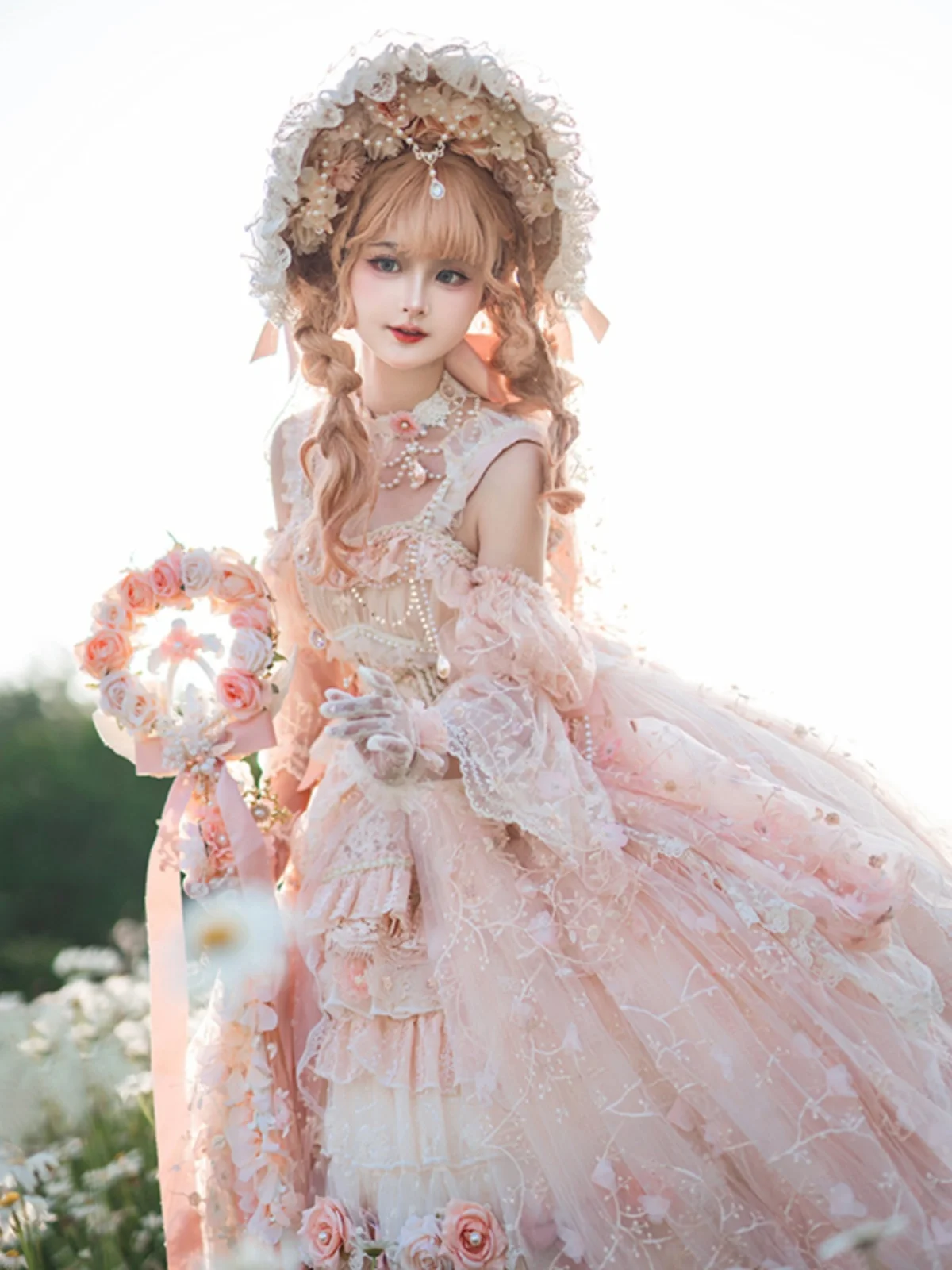 Japanese girl tea party flower wedding Lolita dress Harajuku Court gorgeous chiffon vintage Princess Lolita dress