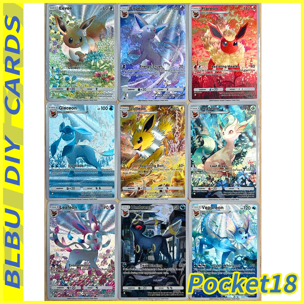 BLBU PTCG Pocket19 コレクションカード イーブイ ゼラオラ ギャラドス アルクレミー ミュウ エンボス加工 フラッシュカード トレーナー 新品 英語カード