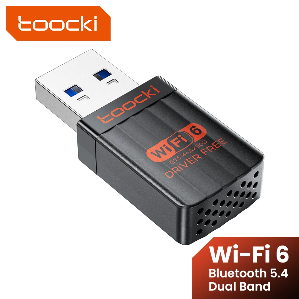 

Toocki AX900 Wi-Fi адаптер Bluetooth 5.4 WiFi6 5 ГГц и 2,4 ГГц двухдиапазонный Wi-Fi ключ драйвер бесплатный 600 м приемник для ноутбука WIN 10/11