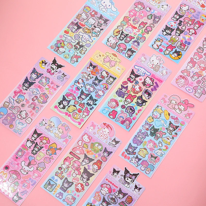 20/100pcs Sanrio Sticker Cute Hello Kitty Cinnamoroll Kuromi My Melody Sticker Kids Decals Hand Account Stationery Wholesale Toy