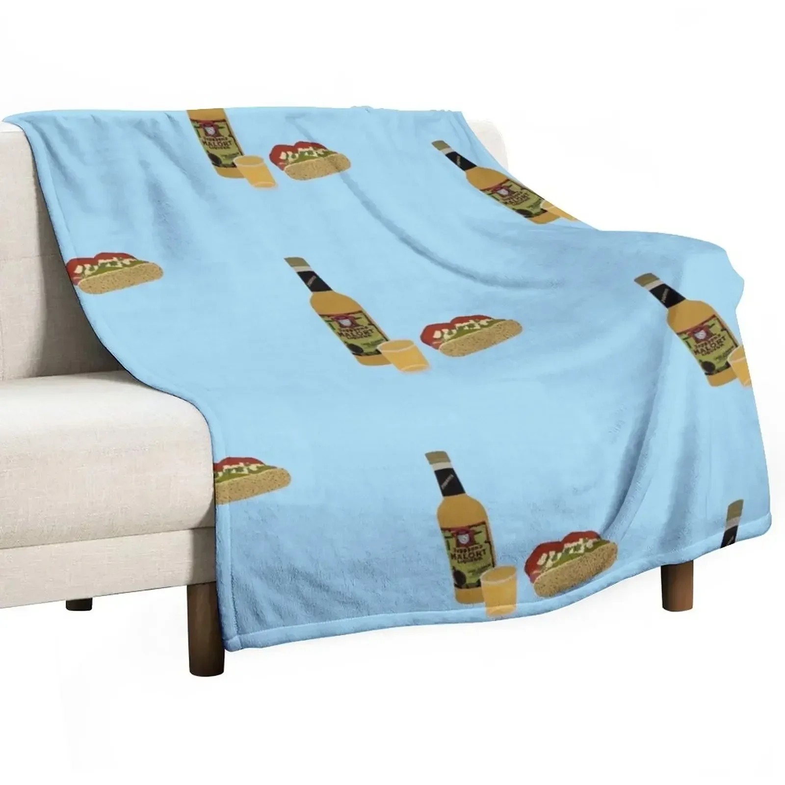 

Many Mini Malort & Hot Dog Throw Blanket Soft Breathable Blanket for Night Sleeping