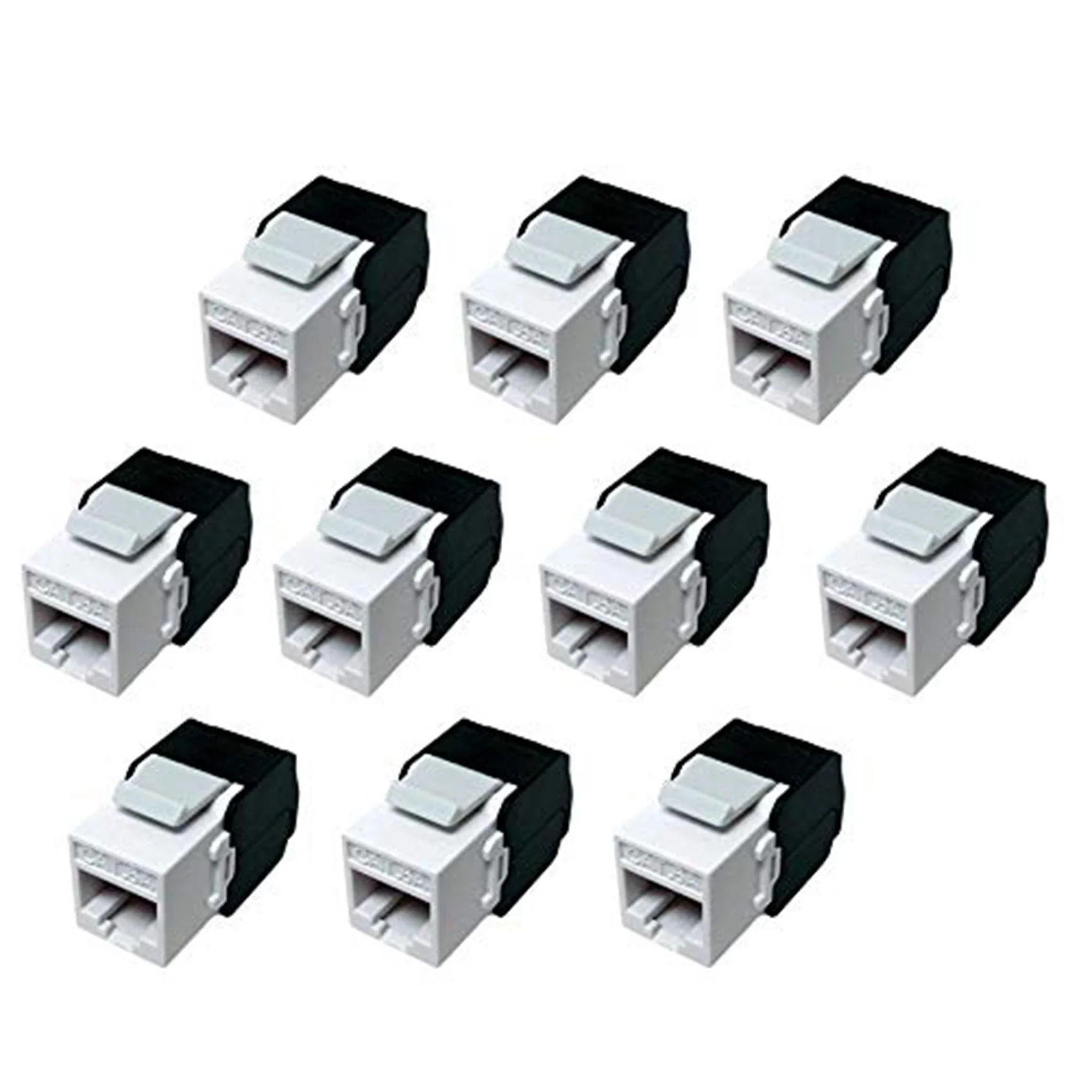 Conector Keystone Cat6A RJ45, Compatible con Cat6, 180 grados, Conector de pared Ethernet, acoplador de red Cat6A, paquete de 10