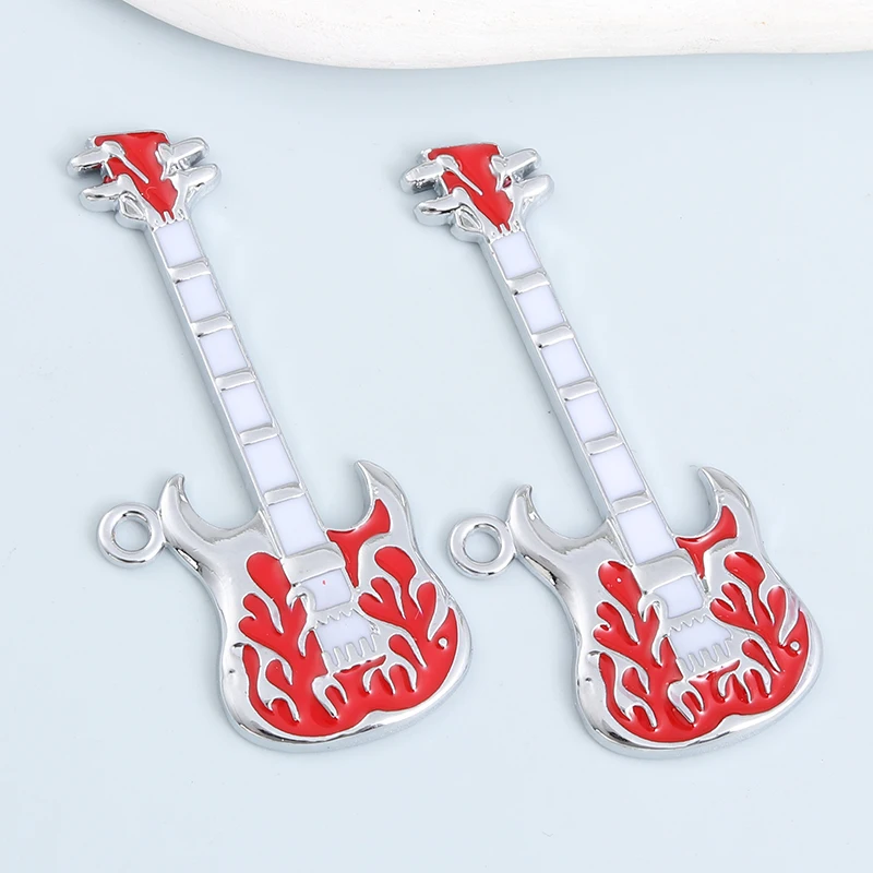 5pcs New Guitar Enamel Charms Fashion Punk Music Instrument Pendants For Making Handmade DIY Jewelry Findings Accessories Crafts