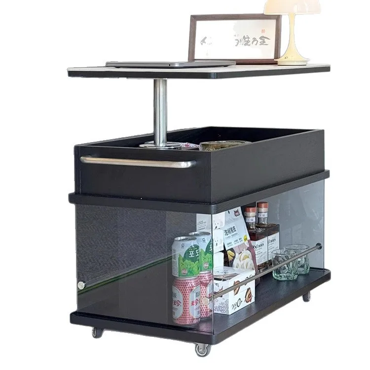All solid wood intelligent mobile coffee table cart home side table, coffee table small apartment lifting folding movable side view 5