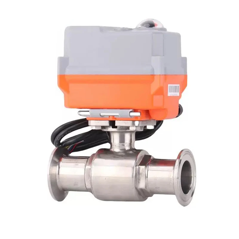 24VDC SS316L Motorized Sanitary Tri Clamp 4-20mA Regulated Electric Intelligent Ball Valve