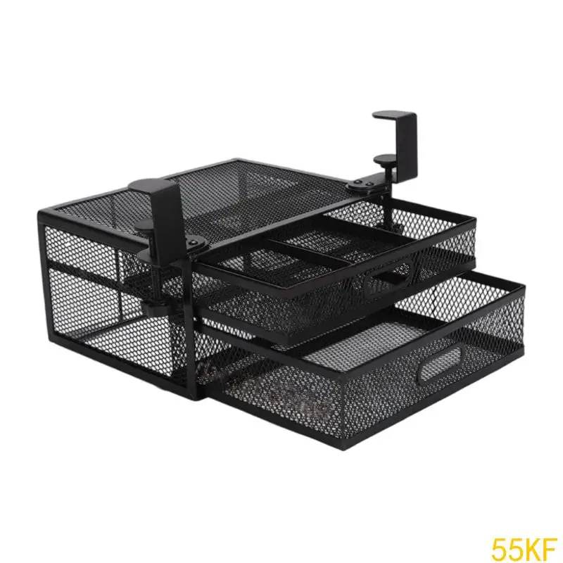 

55KF Metal Under Desk Sliding Storage Drawer Two Tiers for Office Home Use