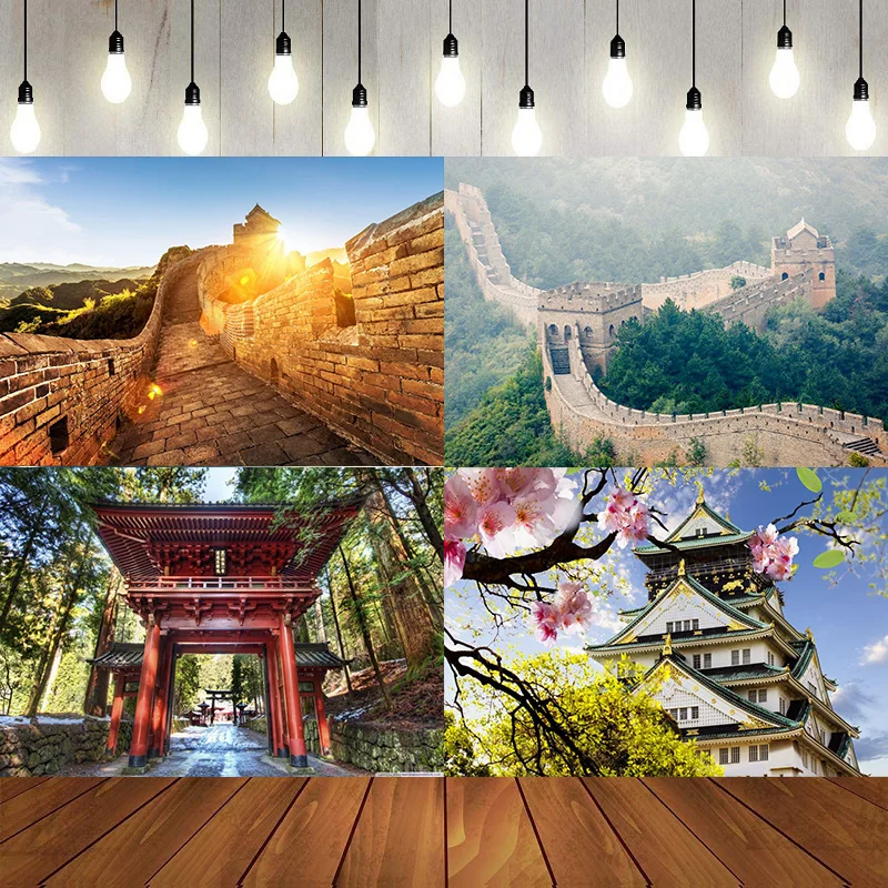 China The Great Wall Scenic Historic Sites Photography Backdrop The Forbidden City Chinese Family Background Banner Pagoda Decor