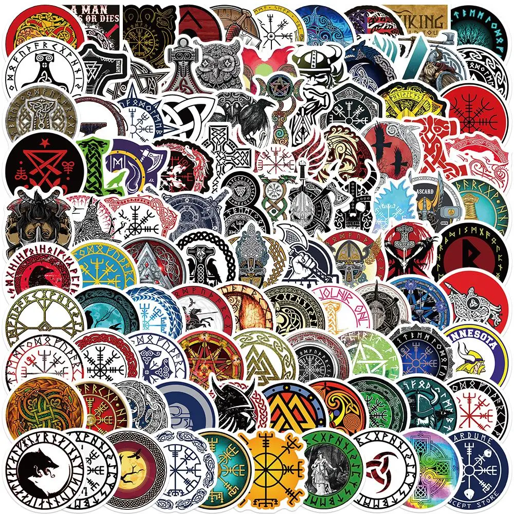 

100pcs Mysterious Totem Symbol Rune Viking Pirates Style Sticker Toys for Laptop Suitcase Skateboard Decal Stickers