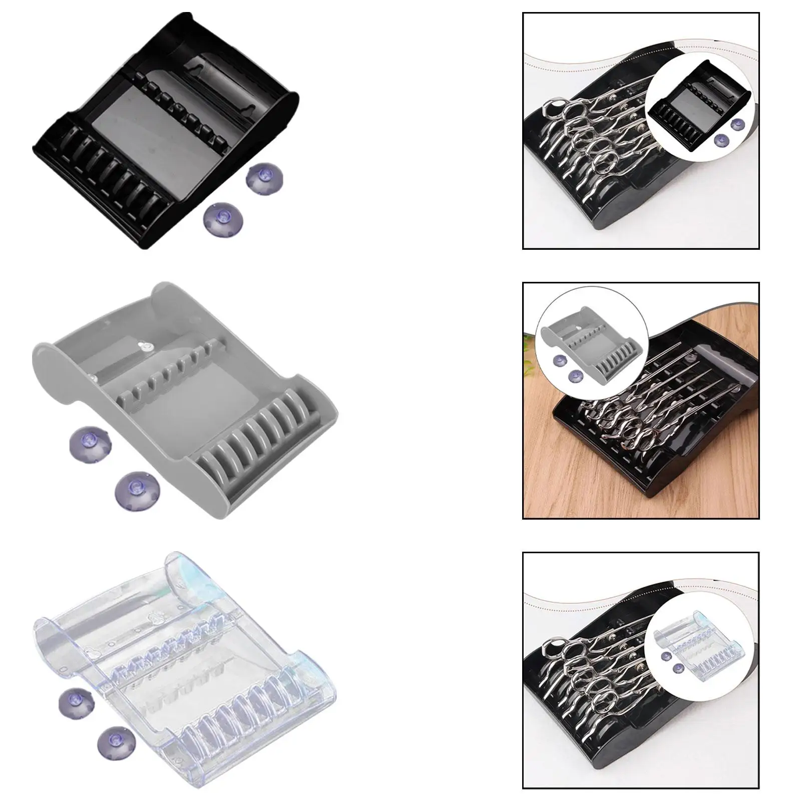 رف مقص تصفيف الشعر المثبت على الحائط مع كوب شفط 14 × 20.5 سم مجانًا