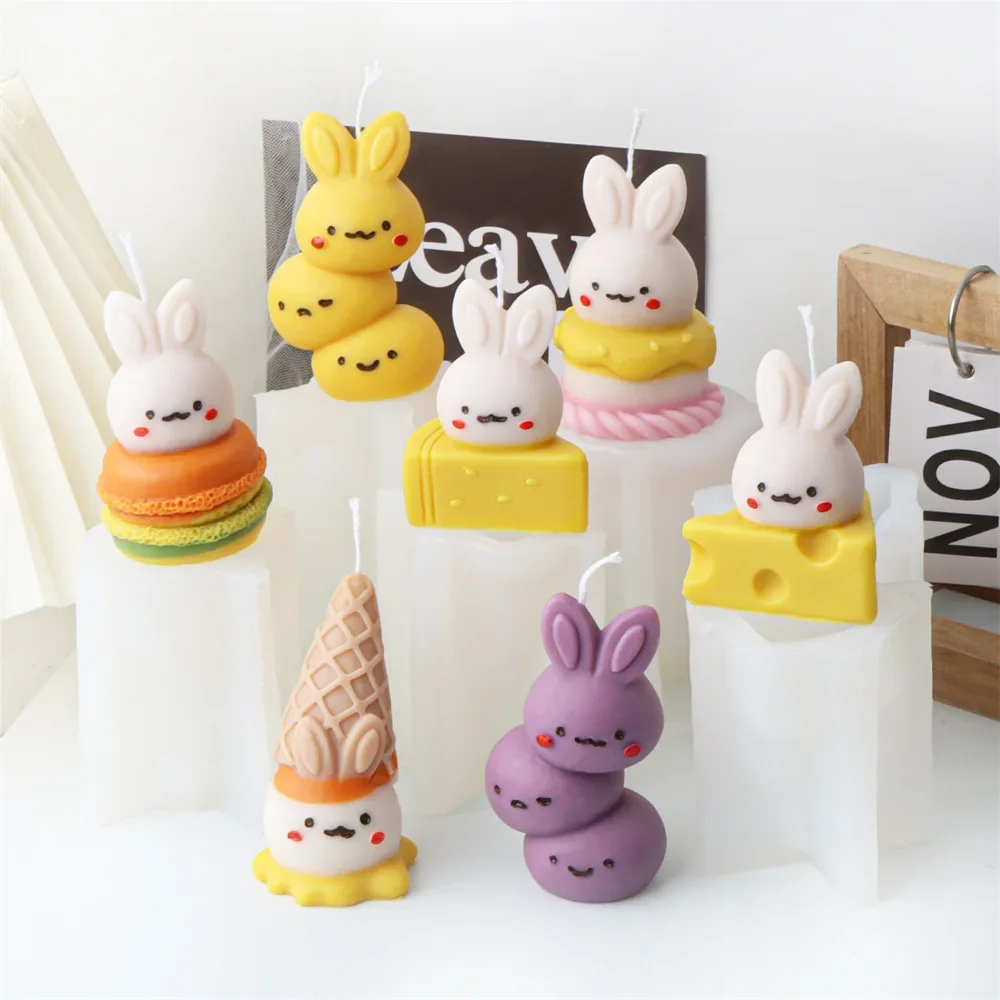 

Easter Macaron Cheese Rabbit Silicone Mold Cone Ice Cream Burger Rabbit Aromatherapy Plaster Clay Resin Molds Candle Making Kit