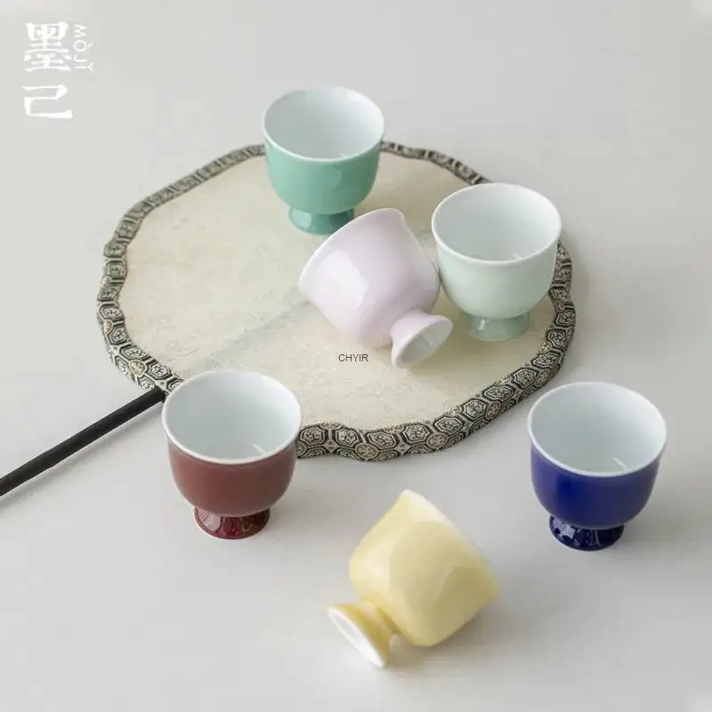 Imitation Song Dynasty High Foot Small Tea Cup Kung Fu Tea Set Original Mineral Color Glaze Tea Drinking Ceramic Tasting