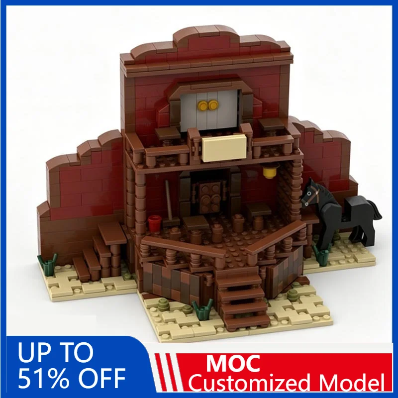 

604Pcs Customizeize Western Cowboy Saloon Building Block Diy Educational Assembly Toy Western Saloon Display Collection Kid Gift
