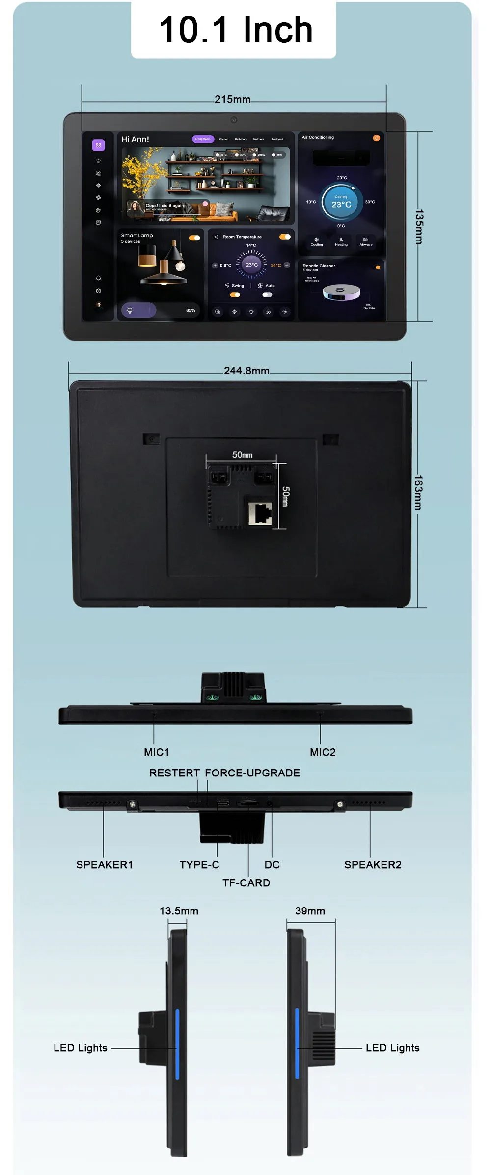 8 10,1" Wandmontiertes Android Smart Home Bedienfeld RK3566 POE-Stromversorgung Android 11 Kapazitives Touch-Tablet für Zuhause & Büro – Detail 12
