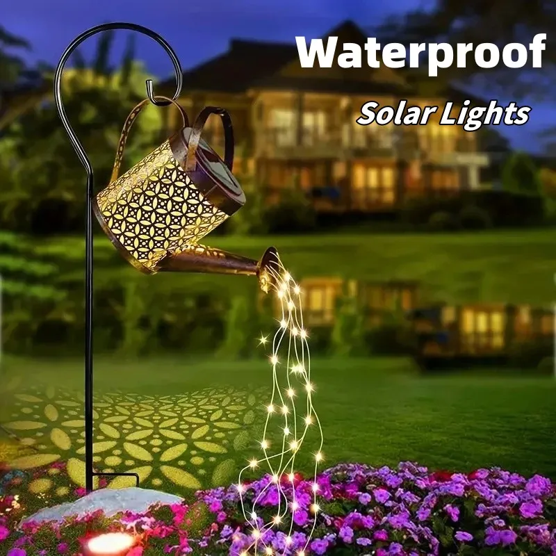 Solar Bewässerung kann Eisen Stern Dusch lampe wasserdicht hängende Lichterkette Garten dekoration Dusche Licht Rasen Innenhof Dekoration