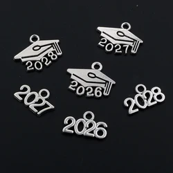 50pcs 9x14mm Year Number 2025 2026 2027 Pendant Charms DIY Jewelry Making Jewelry Finding Antique Silver Plated Accessories
