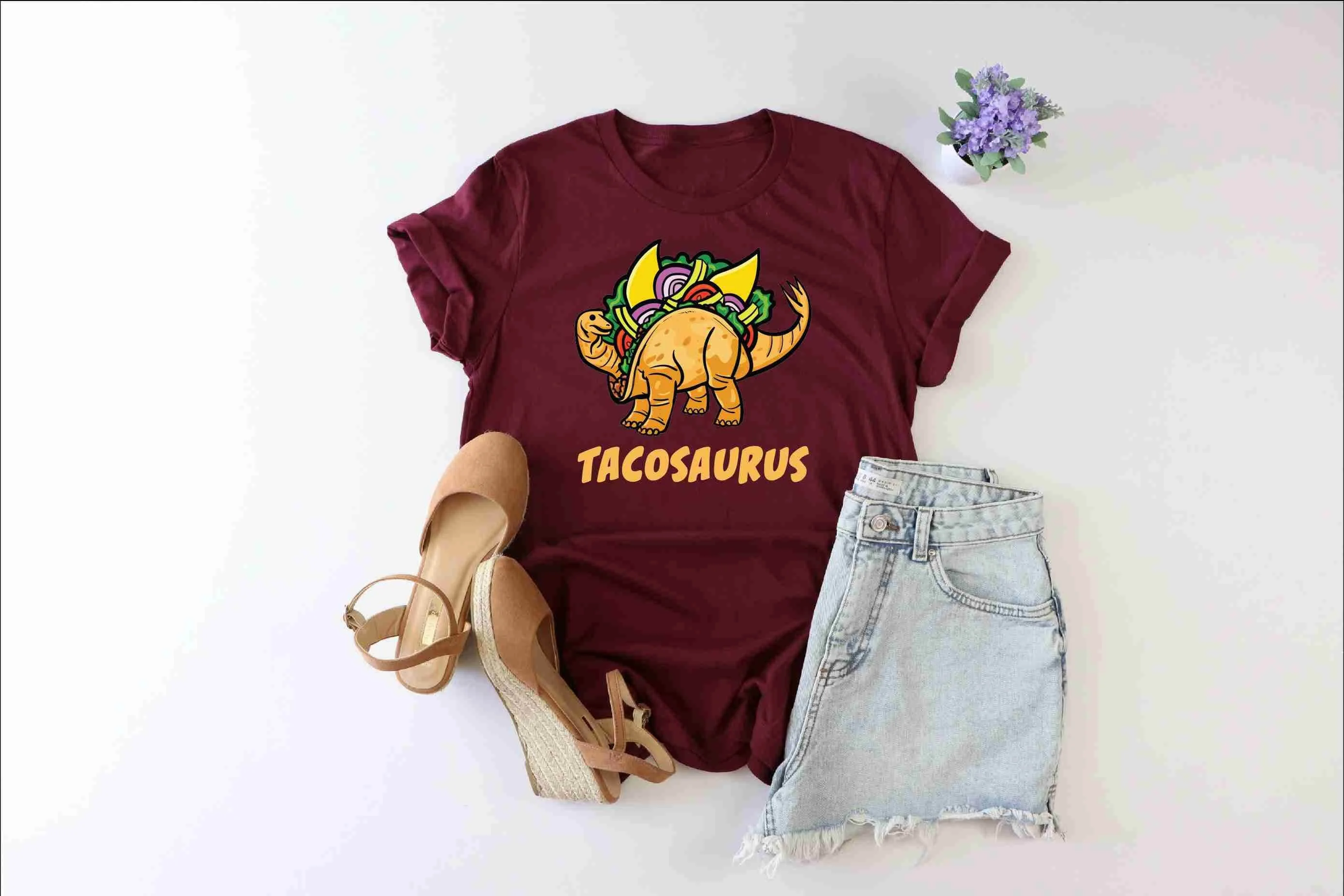 Tacosaurus T Shirt Cinco De Mayo Funny Dinosaur Taco Lover Mexican Food Party Mom