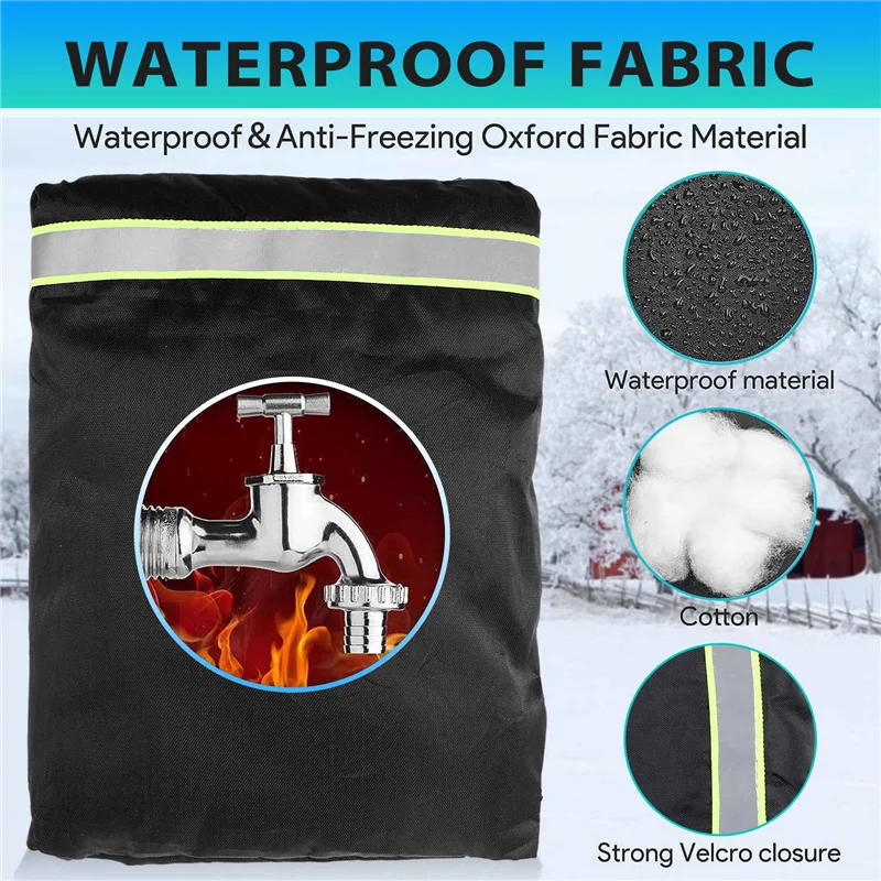 ALIM-4Pcs Outdoor Faucet Covers For Winter Freeze Protection 16X25CM Thicker Hose Bib Insulation Cover With Reflective Strips