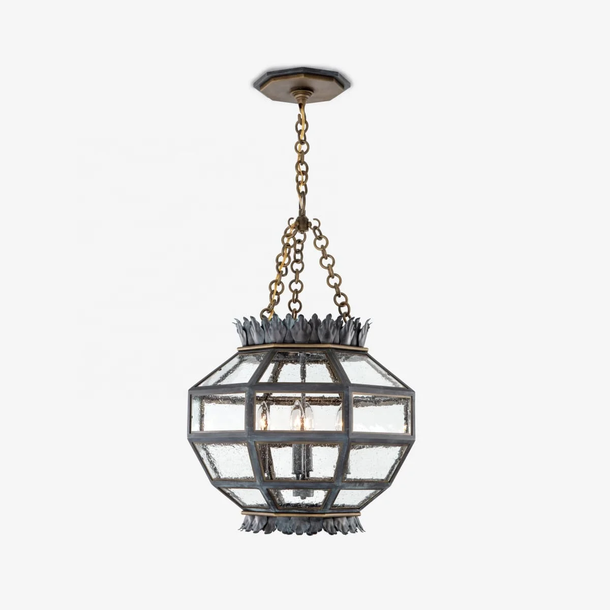 American Vintage Style Needles Hang Pendant Lamp Villa Outdoor Antique Brass Tarnished Copper Seeded Glass Indoor Hanging Light