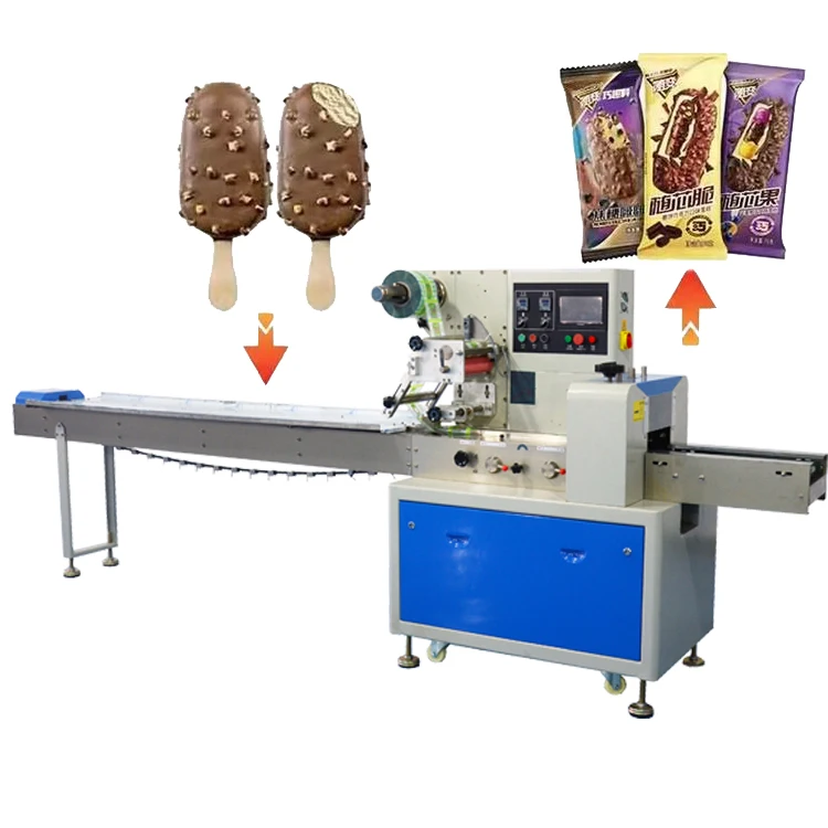 

Fully Automatic Wrapping Ice Pop Lolly Popsicle Flow Pack Packing Machine Ice Cream Lolly Popsicle Horizontal Packaging Machine