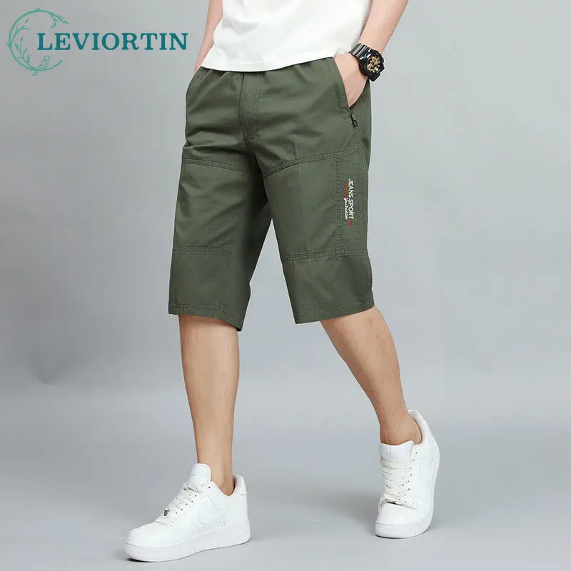 

2025 Summer men's Chinese style workwear, casual fashion, urban loose fit, plus size, thin fit, cropped pants, sports pants