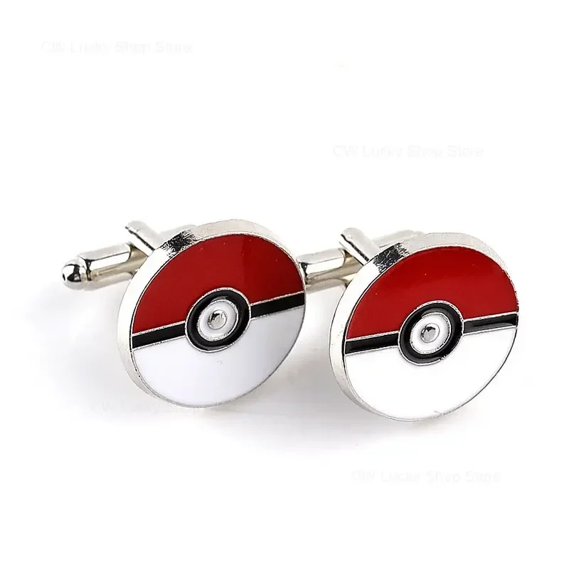 Pokemon Poke Ball Cufflinks Men\'s Shirt Cuffs Nail Fashion Personality Alloy French Round Button Men Sleeve Shirt Cufflinks