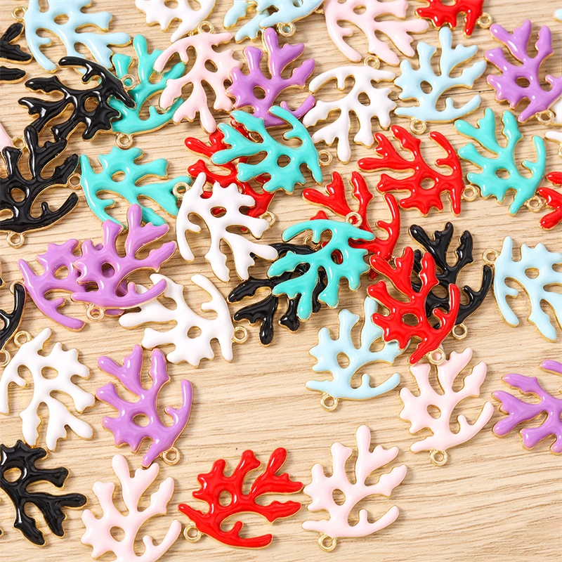 10 Stück 20 x 27 mm niedliche Emaille-Meereslebewesen-Korallen-Charms-Anhänger für die Herstellung von Halsketten, Ohrringen, Armbändern, DIY-Handwerk, Schmuckzubehör – Detail 12