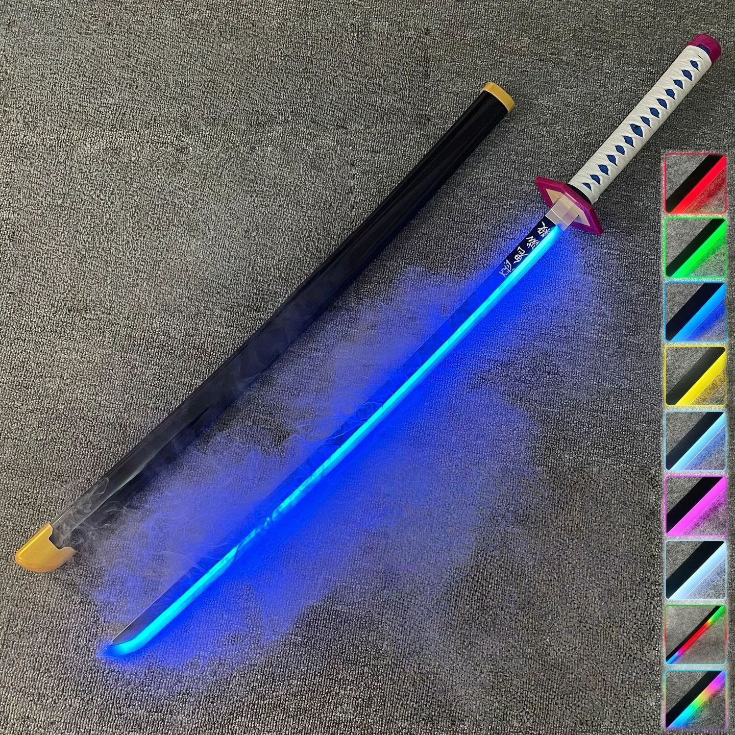 40 inch Smoke Glow Demon Slayer Katana Muichirou Licht Damp Zwaard Anime Cosplay Echte Japanse Katana Originele Samurai Sabel Gift