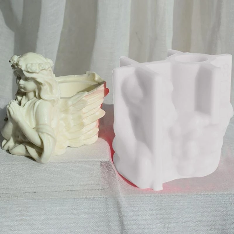 E06B Praying Angel Vase Silicone Mold Project Making Accessory Household Cake Plaster Making Gift Present Supply
