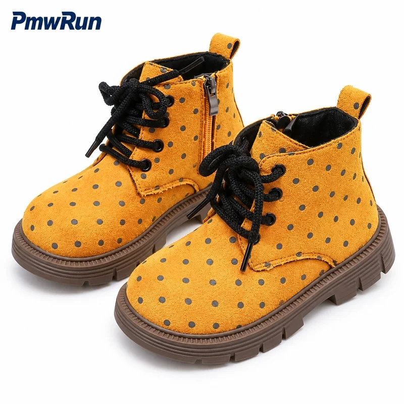 PU Leather Winter Boots For Children Trend Fashion Girl's Plush Footwear Anti-slippery Waterproof Children's Padded Shoes