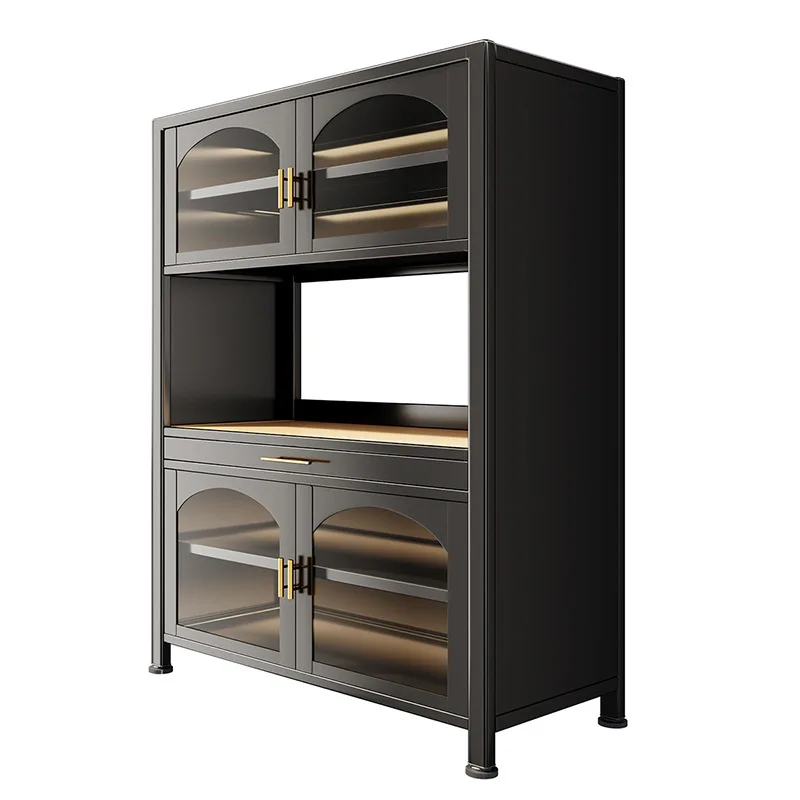 

New multi-functional floor-to-ceiling kitchen side cabinet, multi-layer kitchen utensils storage microwave oven electrical