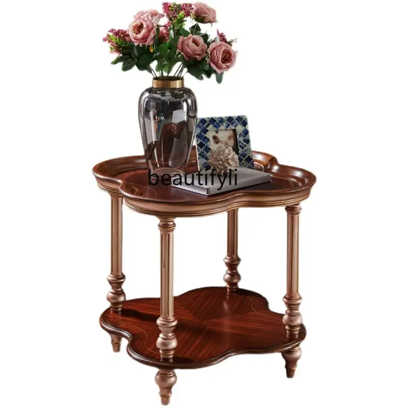 

yj American Country Solid Wood Side Table Corner Table Distressed Small Coffee Table Square Table Sofa Side Table Phone Table