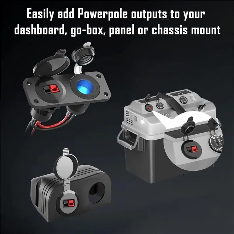 ●Power Pole Panel Mount Housing With Weatherproof Cover For For RV Marine Boat Solar Go Box Dashboards