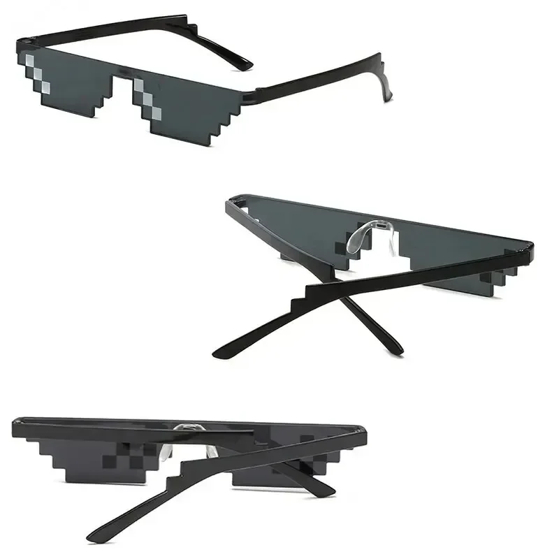 NEW Mosaic Sunglasses Trick Toy Thug Life Glasses Deal With It Glasses Pixel Black Mosaic Sunglasses Cool Jokes Funny Toys