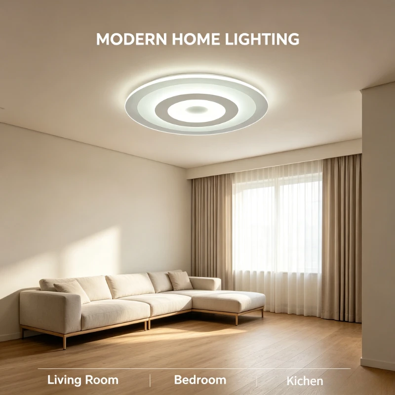 Ultra Thin Concentric Circles LED Ceiling Lamps Modern Simple Living Room Decoration Bedroom Light Fixture Study Illumination