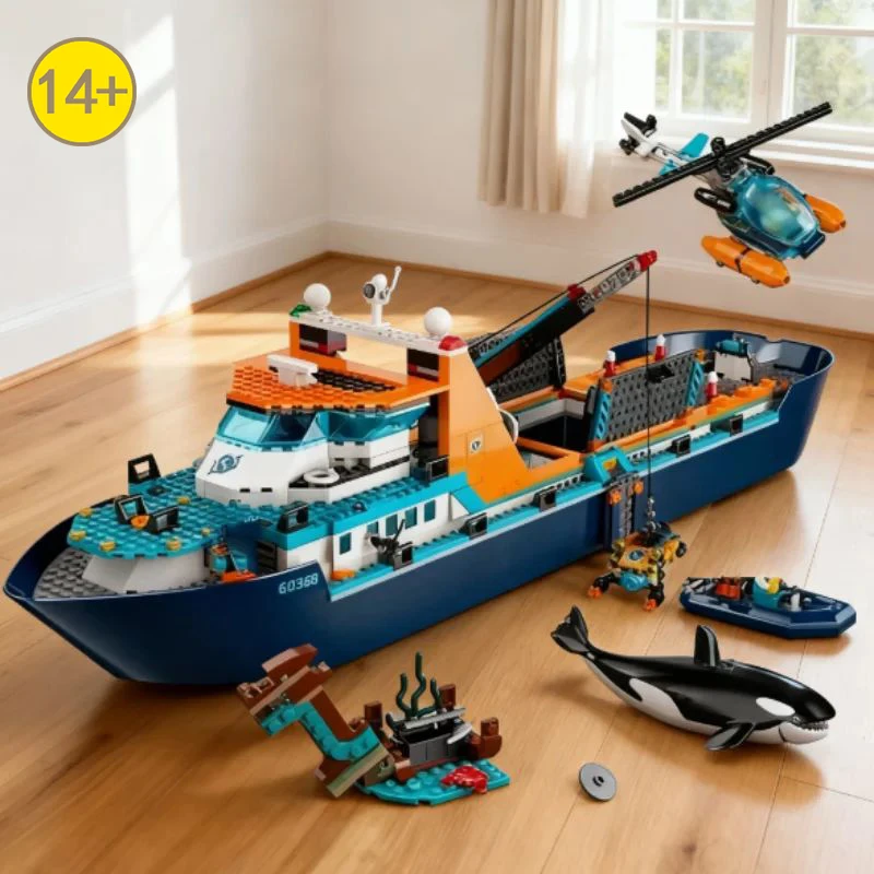 Super popular 815PCS City Deep Sea Series Exploration Vessel Marine Arctic Home Decor Research Ship Building Block Birthday Gift - view 6
