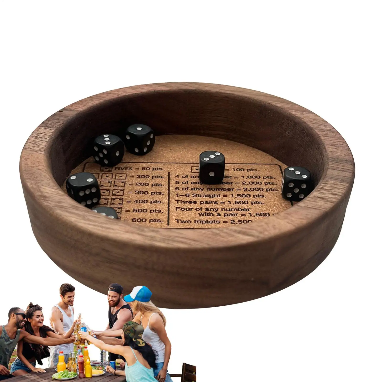 

Exercise Patience Farkle Classic Dice Game with Wooden Dice Tray Parent-child Interactive Toys Strategy Game Fun Board Game